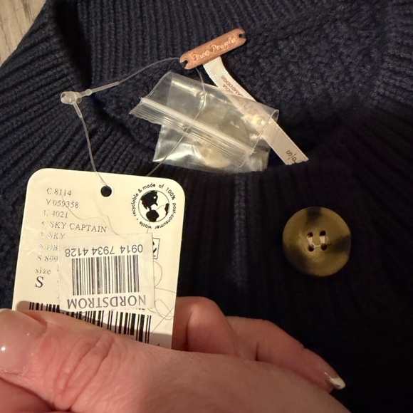 Free People Lila Cardi (Crop Cardigan), Sky Captain Navy, Small - Picture 6 of 6